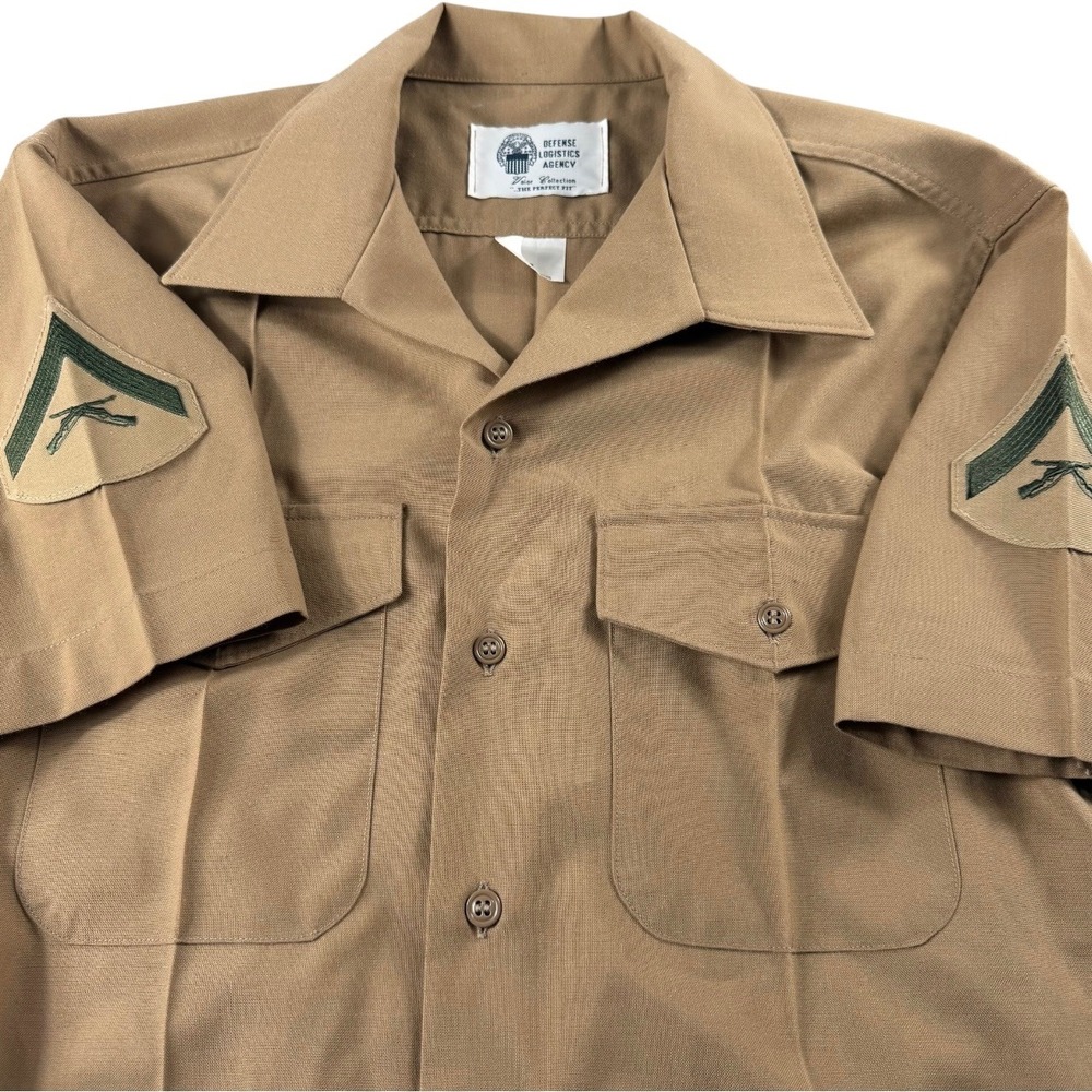 Defense Logistics Agency Valor Collection Khaki USMC Rank Shirt Mens 16 Tan